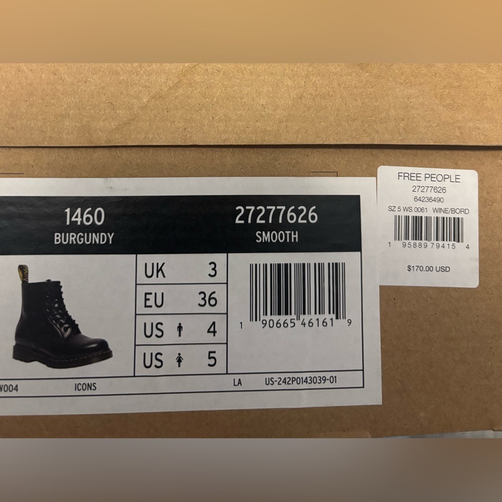 Dr. Martens 1460 Smooth Leather Lace-Up Boots in Burgundy - Picture 13 of 17